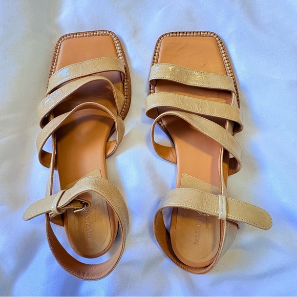 Paloma Barcelo Italian Leather Size 37 Strappy Sandals Square Toe - Picture 8 of 8